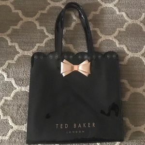 Todd Baker Large black bow shopping tote purse bag